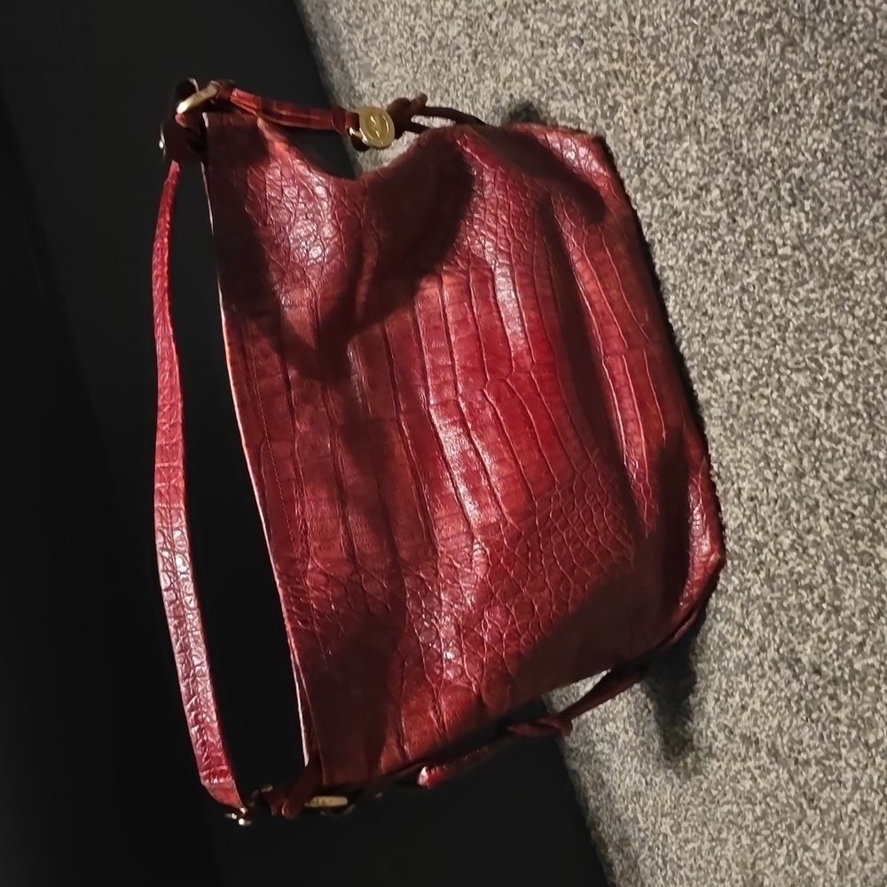 Brahmin Genuine Leather Croc; Bag Red Burgundy. Satchel,great used condi…